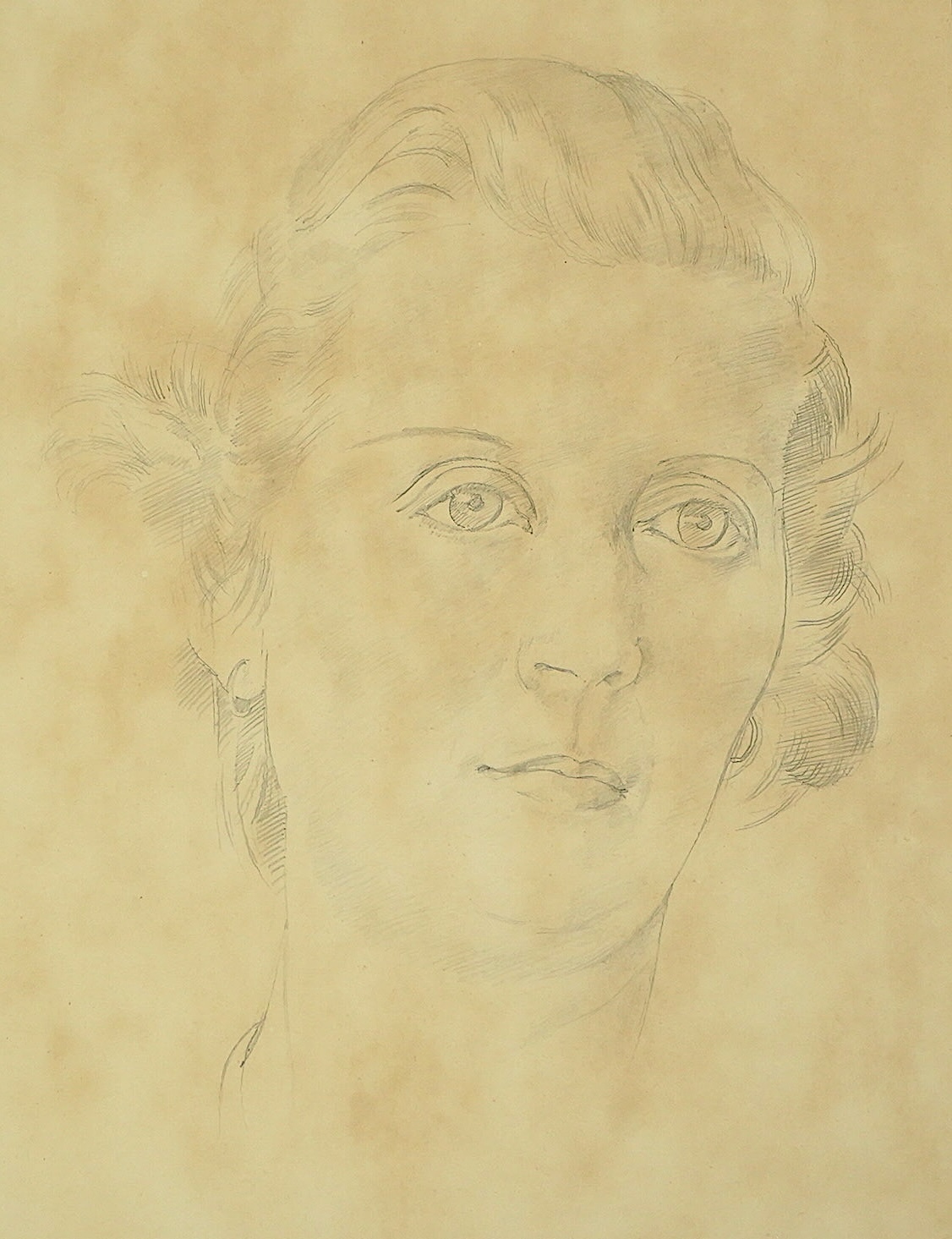 Sir Stanley Spencer R.A. (British, 1891-1959), Portrait of Deidre Franks at Chauntry Court, Maidenhead, during the summer of 1954, pencil on paper, 31.5 x 23.5cm